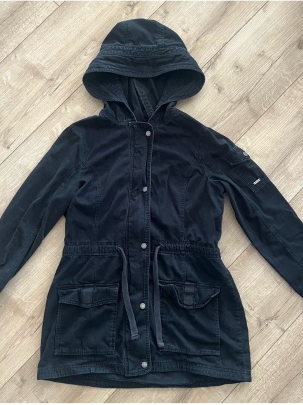 Hollister Black Hooded Utility Jacket - Women